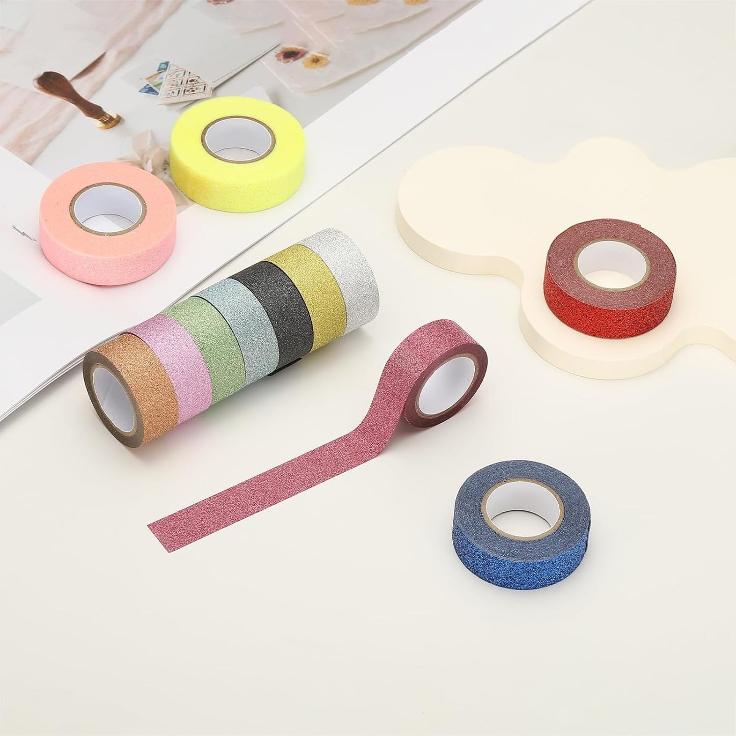 PATIKIL 2 Roll Glitter Paper Washi Tape, Washi Decorative Tape for Crafts, Green