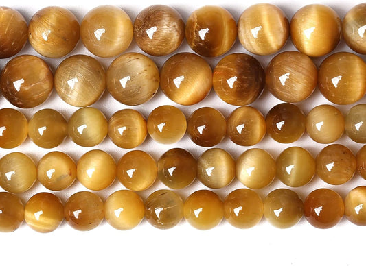 10mm 38pcs Natural Gemstone Gold Tiger Eye Beads Round Spacer Loose Beads for Jewelry Making DIY Bracelet Necklace 15" Inch
