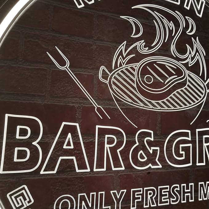 Personalized Bar Grill Neon Signs,Custom Bar BBQ Grill LED Sign, Barbeque Dad's BBQ Grilling Light Up Sign for Backyard,Garden Yard,Porch, Deck, Patio Decor, Housewarming Gift