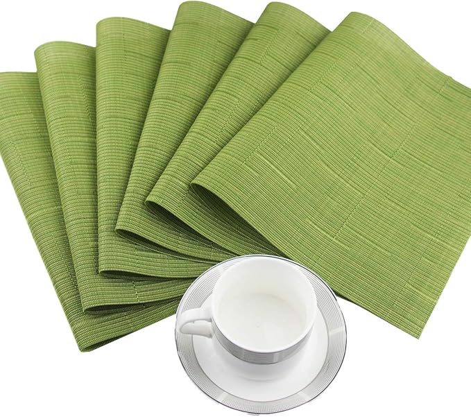 PIGCHCY Placemats Set of 8 Washable Durable Place Mats Vinyl Heat Resistant Non-Slip Table Mats Indoor Outdoor (Sage Green)