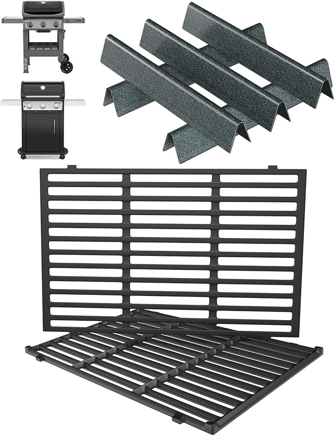 Grill Grates & 15.3" Flavorizer Bars for Weber Spirit I/II 300 Series, for Weber Spirit S-310,E-310,S-320,E-320,SP-330,SP-320,S-330,SP-310 Grills with Front Control Knobs,for Weber 7638 7636