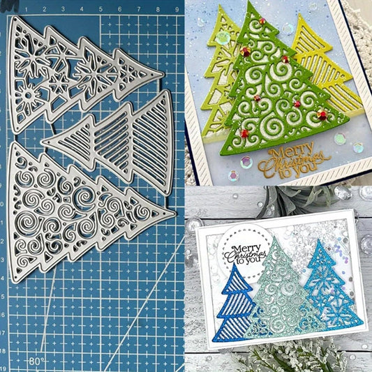 Lapoo Festivals Metal Cutting Die for Scrapbooking - Durable, Cut Stencils for DIY Scrapbook Photo Album Decorative Paper Card, Card Making Supplies, Embossing (A Christmas Tree Set 5.5 x 3.5 in)