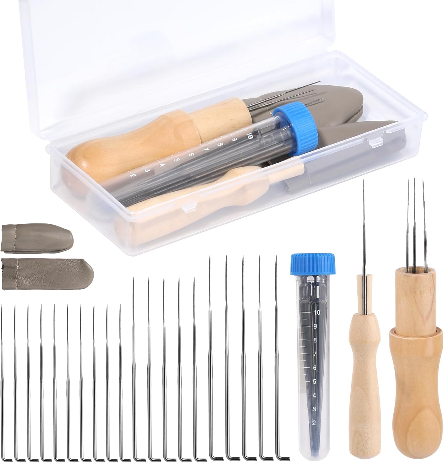 Yizzvb Wool Felting Needles, 4 Sizes Felting Needles with Needle Bottle Felting Tool Holders, Complete Needle Felting Tools Kit Needle Felting Supplies for Beginner Professional