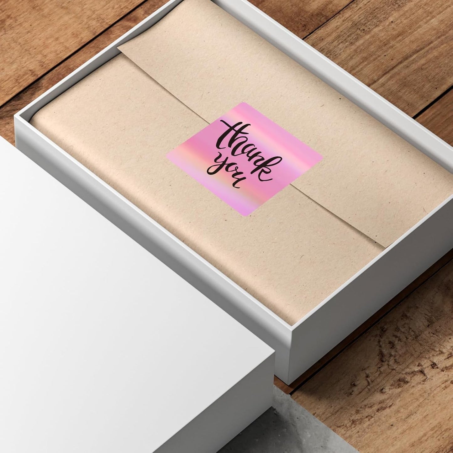 Square Thermal Labels Stickers 2" x 2", Holographic Pink Thermal Stickers Labels, Glitter Self-Adhesive Direct Thermal Label for Small Business- Perforation Line Design