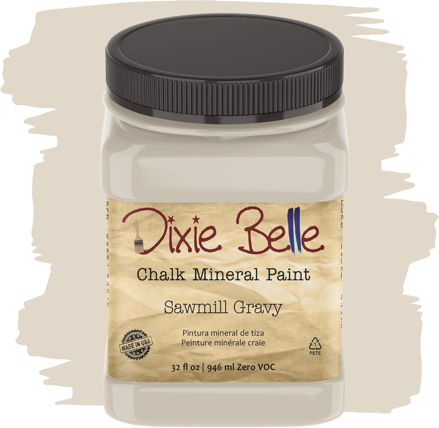 Dixie Belle Paint Company Chalk Finish Furniture Paint - Sawmill Gravy (32oz) - Matte Smooth Beige Chic Chalk Mineral DIY Furniture Paint