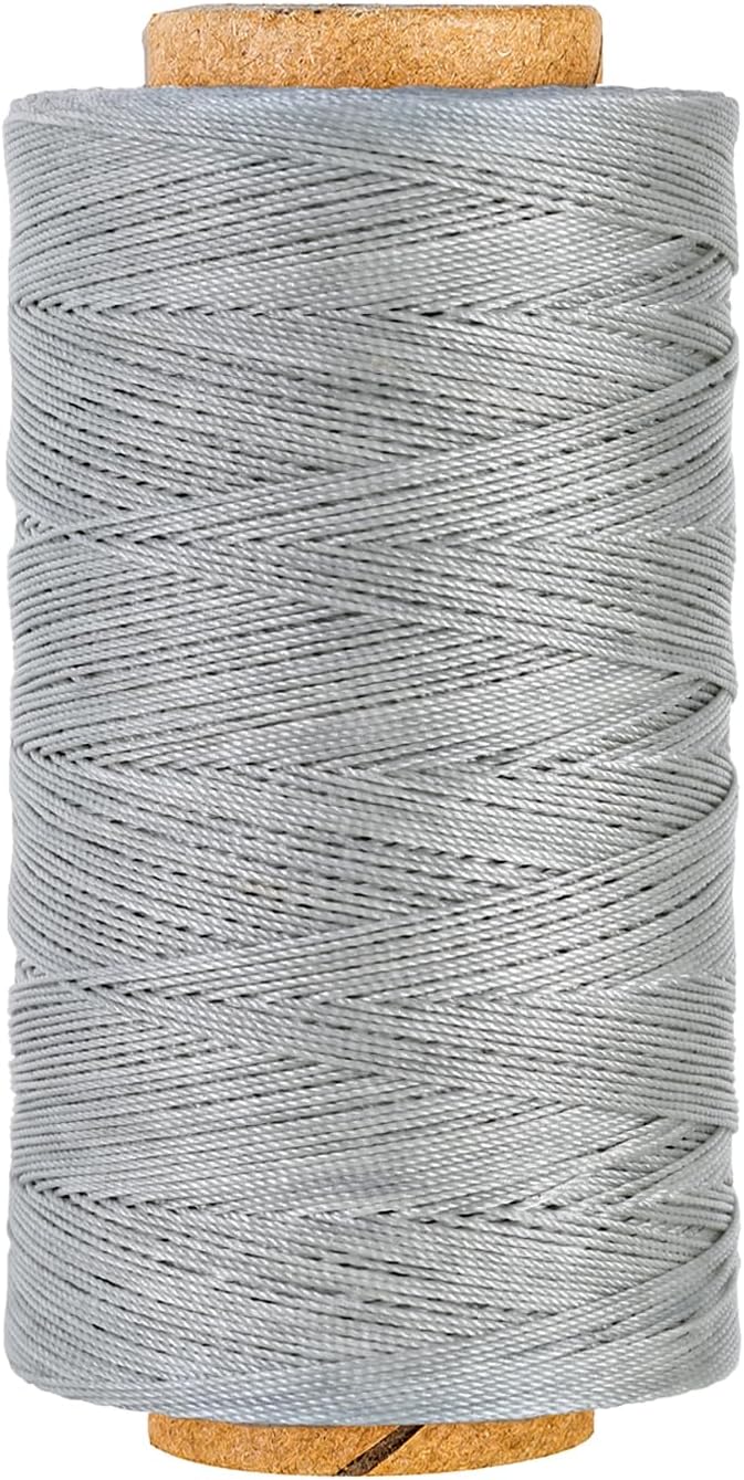 Sturdy Bonded Waxed Polyester Thread, 0.55mm, 437 Yards Wax String Cord - Gray for Leather, Hand Sewing, Stitching, Bookbinding, Beading, Bracelets and Macrame Jewelry Making