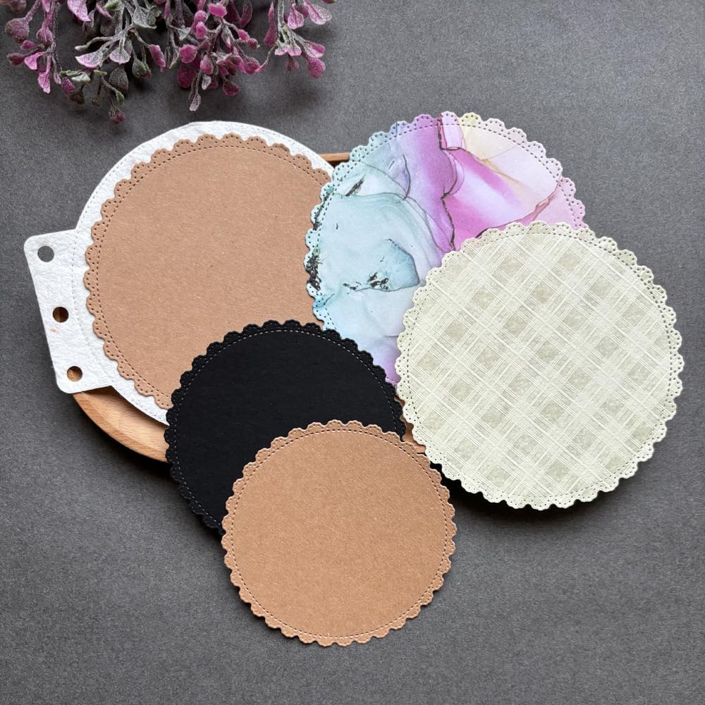 Circle Loose-Leaf Lace Die Cuts for Card Making, Background Frame Cutting Dies DIY Album Scrapbooking Decor Paper Craft Metal Die Cuts Party Wedding Decorations