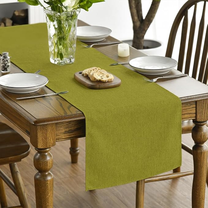 Artoid Mode Green Table Runner, Seasonal Summer Fall Washable Kitchen Dining Table Decoration for Home Party Decor 13x72 Inch