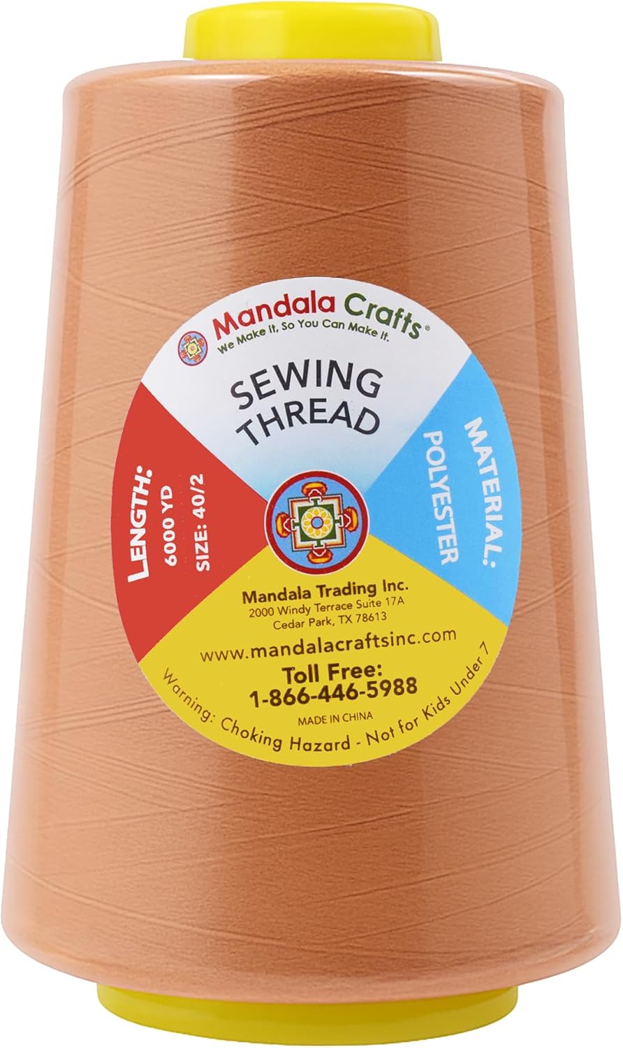 Mandala Crafts 4 Pack of Serger Threads Cones Spools - 40S/2 24000 Yards Polyester Copper Threads for Sergers Machine and Overlock Quilting Sewing Machine