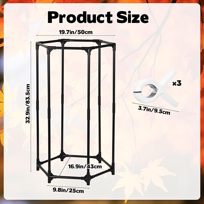Rainmae Garden Trash Bag Holder Stand with Clips 30-55 Gallon Heavy-Duty Metal Frame Leaf Bag Holder Outdoor Waste Bags Holders for Yard & Lawn Cleanup, Gardening, Camping, Parties