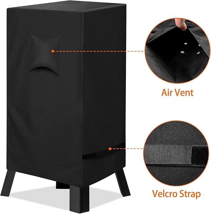 iCOVER 30 inch Smoker Cover for Masterbuilt - 21" L X 18" D X 33" H 600D Square Smokers Covers Water Proof Canvas Heavy Duty for 30-Inch Electric Vertical BBQ, Black, #G21611