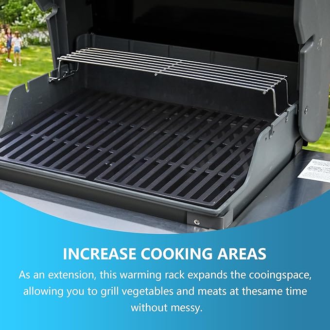 69866 Stainless Steel Warming Rack for Weber Spirit I & GS4 Spirit II 200 Series Spirit E210 S210 E220 S220 Gas Grill with Up Front Control Model (2013 and Newer),Replace for Weber 69866 67026