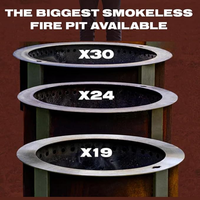 Breeo Smokeless Fire Pit (X Series 30, Stainless Steel) | 34.5 inch Smokeless Firepit for Outside | 94 Pounds | Ideal for Families, Gifts for Dad | Compatible with Wide Range of Breeo Accessories