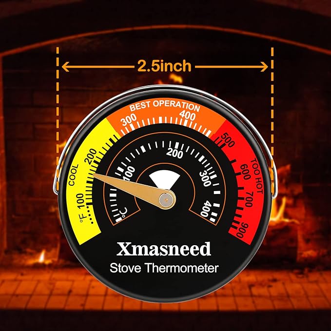 Wood Stove Thermometer Magnetic, 3PCS, Stove Top Thermometer for Wood Burning, Gas, Pellet Stove, Avoiding Fireplace Fan Damaged by Overheat