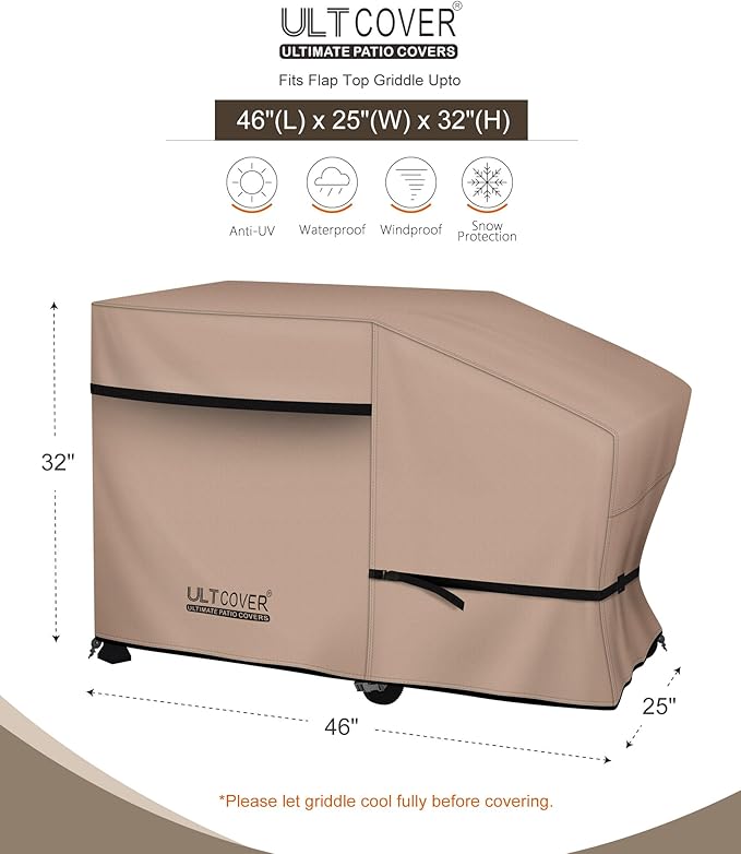 ULTCOVER 600D Outdoor Waterproof Griddle Cover for Blackstone Halo LoCo Cookers Nexgrill Weber 22 inch Single Side Shelf Flap Top Grill with Hood