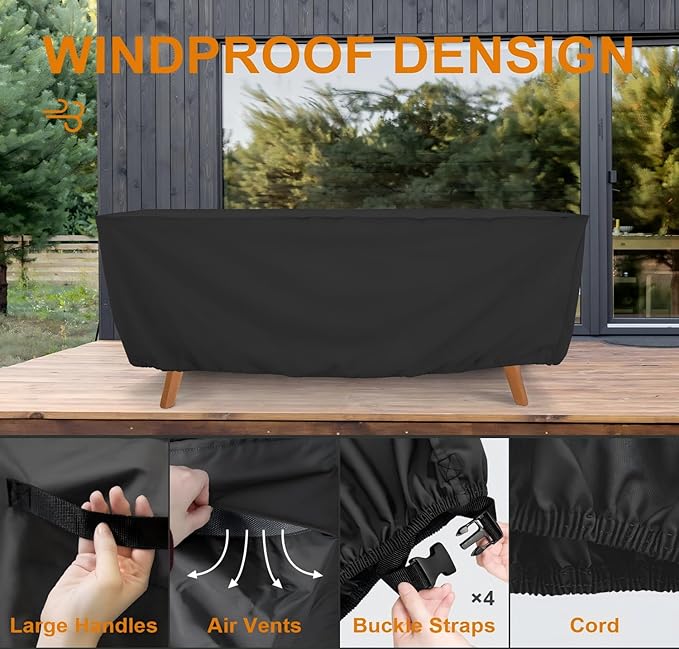 Tempera Outdoor Dining Set Cover for Outside Table and Chairs, Square Patio Table Covers for Outdoor Furniture, Anti-Fading, Windproof, 48''L x 48''W x 27.8''H, Grey