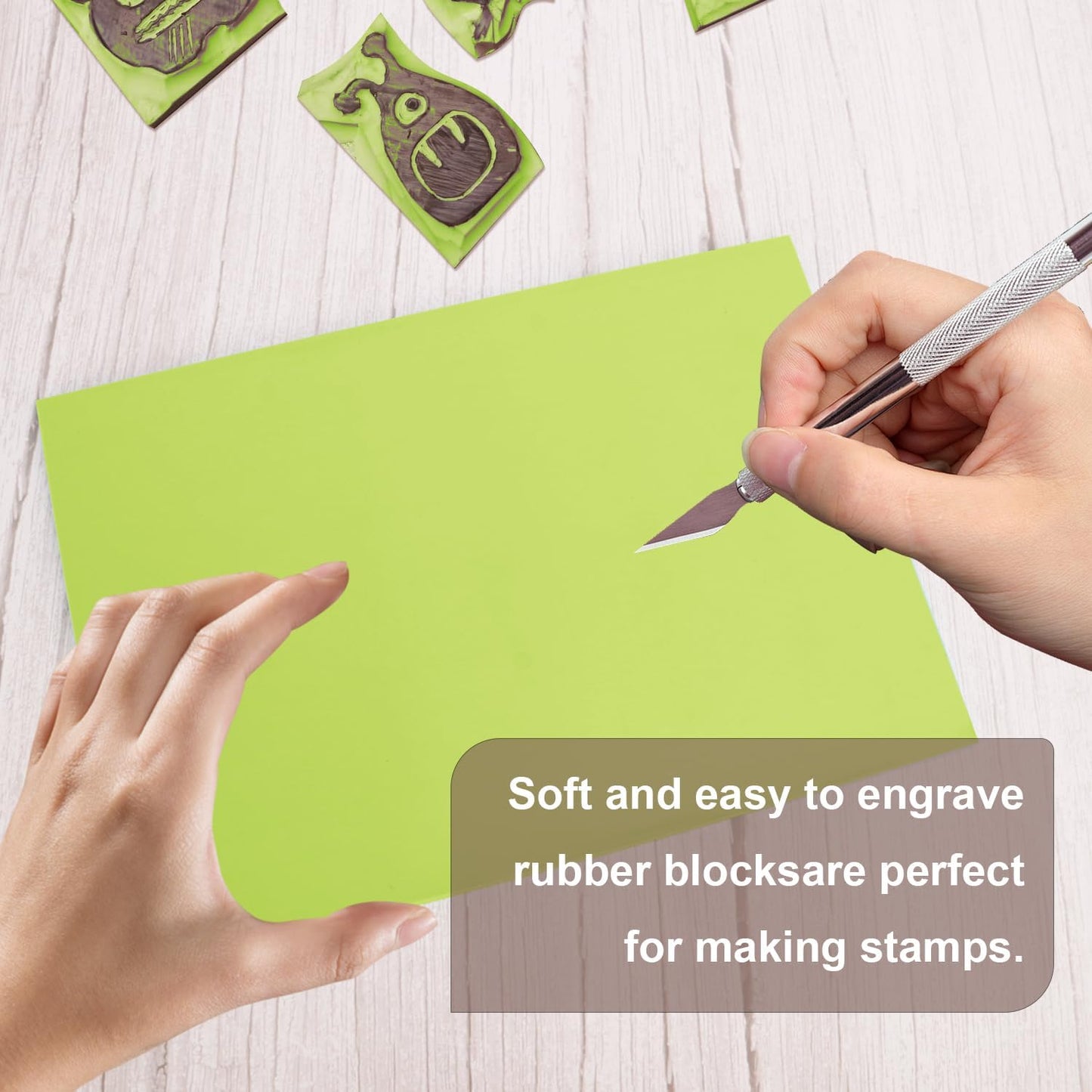 4 Pcs 8.5"x11" Rubber Carving Blocks, A4 Linoleum Blocks, Stamp Carving Blocks for Printmaking, Linocut Artists, Crafts and More,(Green) by KUKLIPJIM.