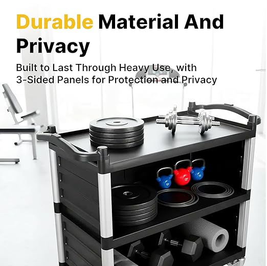 NorthSky Select Dual-Handle Utility Service Cart, 3 Shelves, 440 lb. Capacity -Black Plastic Shelves, Lockable Swivel Casters - Suitable for Hospital, Lab, Hotel, Office Transport & Organizing