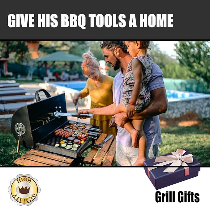Grill Tool Storage Bag, Grill Accessories Storage, Grill Utensil Storage for Outdoor Camping Barbecue. Can Hold BBQ Tools up to 18", ‌‌Gifts for Men and Dad.