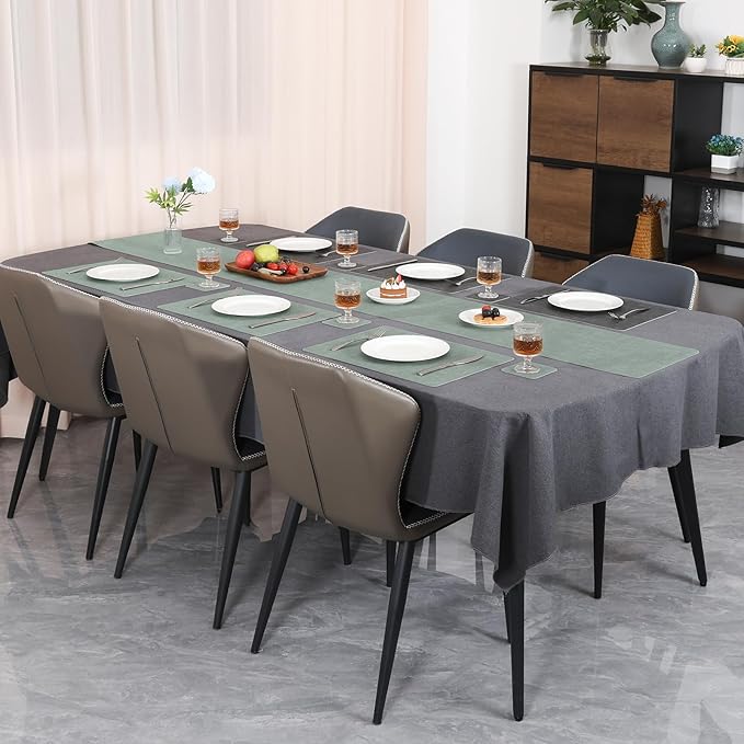 Table Runners 55 Inches Long, Dual-Sided Faux Leather Farmhouse Table Runner Waterproof Heatproof Non-Slip for Living Room Party Home Decor Holiday Decorations(Gray Sage Green, 12 x 55 Inch)
