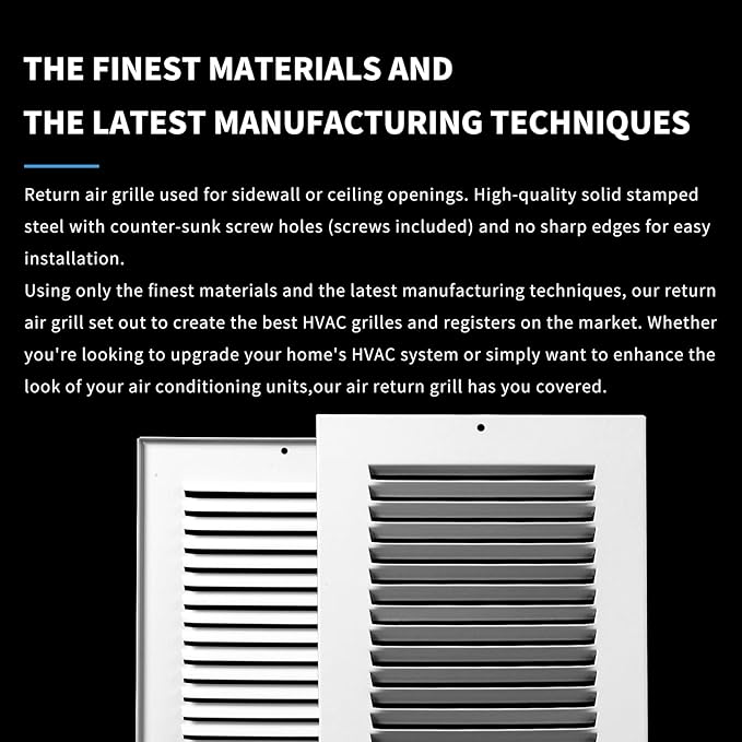 12x12 Return Air Grille(Duct Opening Size),Air Return Vent Cover,Flat Vent Cover,Rejillas De Aire Acondicionado para Casa,Return Air Grilles,Outer Dimensions:13.75"Wx13.75"H(12"Wx12"H, Duct Opening)