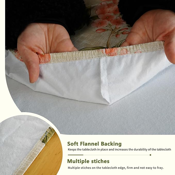Rectangle Picnic Table Cloth, Elastic Waterproof Fitted Vinyl Tablecloths for 8 Foot Tables, Wipeable Flannel Backed Table Covers for Dining, Camping, Outdoor(Flower,30"x96")