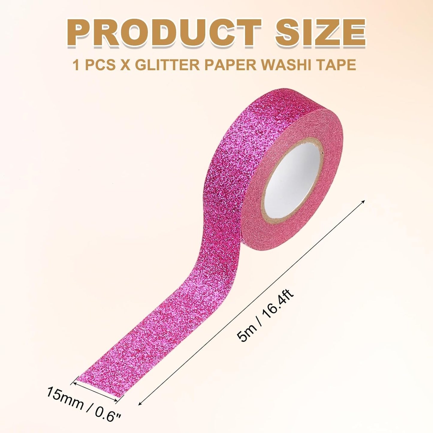 PATIKIL 1 Roll Glitter Paper Washi Tape, Washi Decorative Tape for Crafts, Rose Red