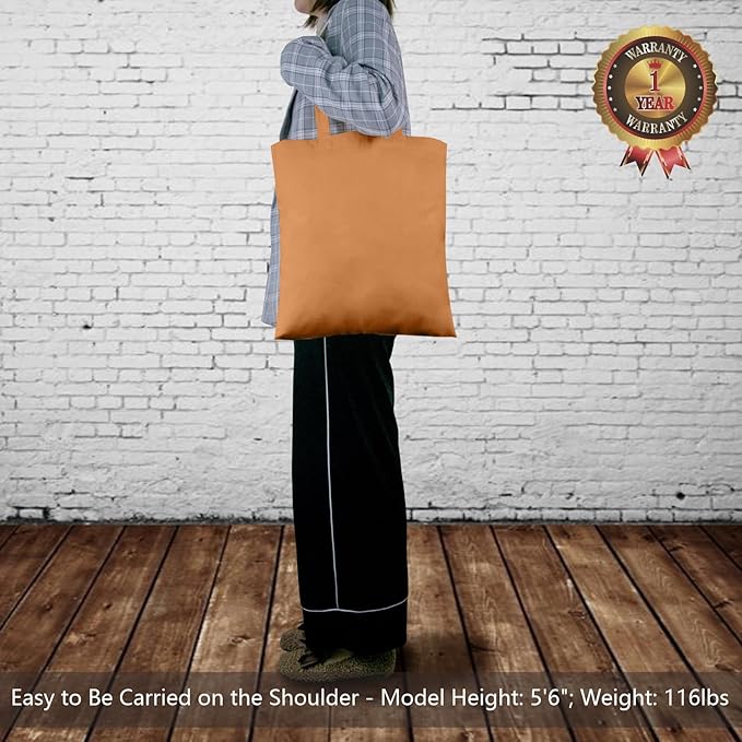 TOPDesign 24-Pack Economical 16"x15" Khaki Cotton Tote Bags, Lightweight Medium Reusable Grocery Shopping Cloth Bags, Suitable for DIY, Advertising, Promotion, Gift, Activity