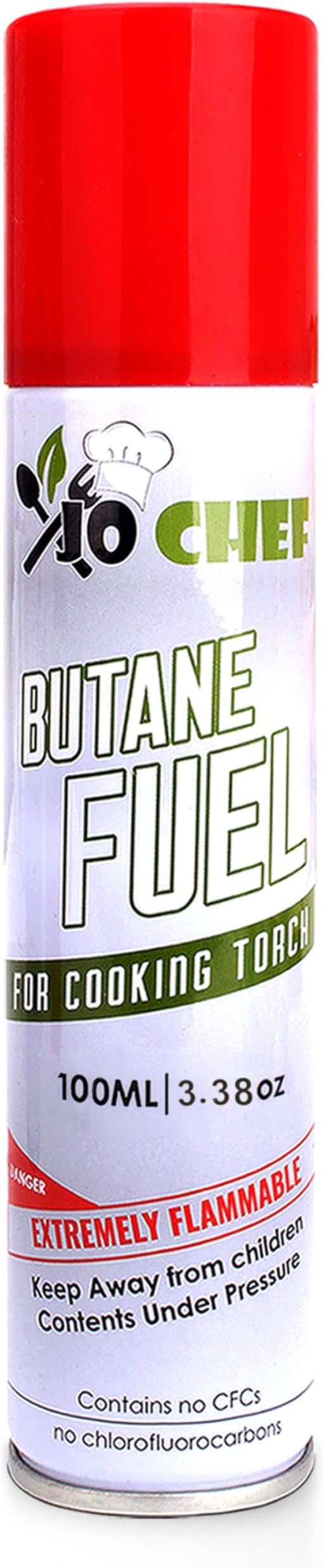 Jo Chef Butane Refill, Butane Torch Fuel Refill, Gas Lighter Fluid Refill Canister, Kitchen Blow Torch Fluid – Universal Tip – (1 Can 3.38oz)
