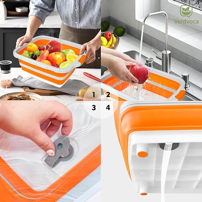 16L Orange Collapsible BBQ Prep Tub with Locking Lids & 21 Inch Oxford Black BBQ Blanket for Resting Meat