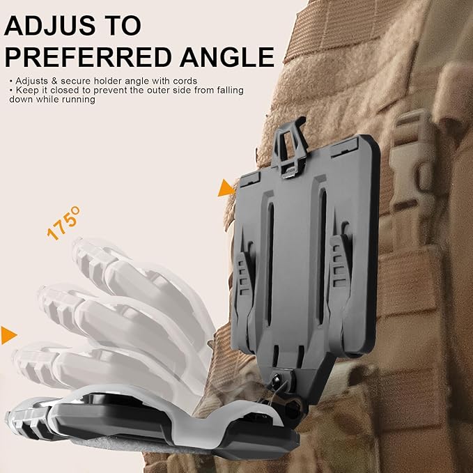 Plate Carrier Accessories Tactical Gear Molle Vest Phone Chest Mount Holder Agilite - Fits Screen Size 4.7"-6.7" (Black)