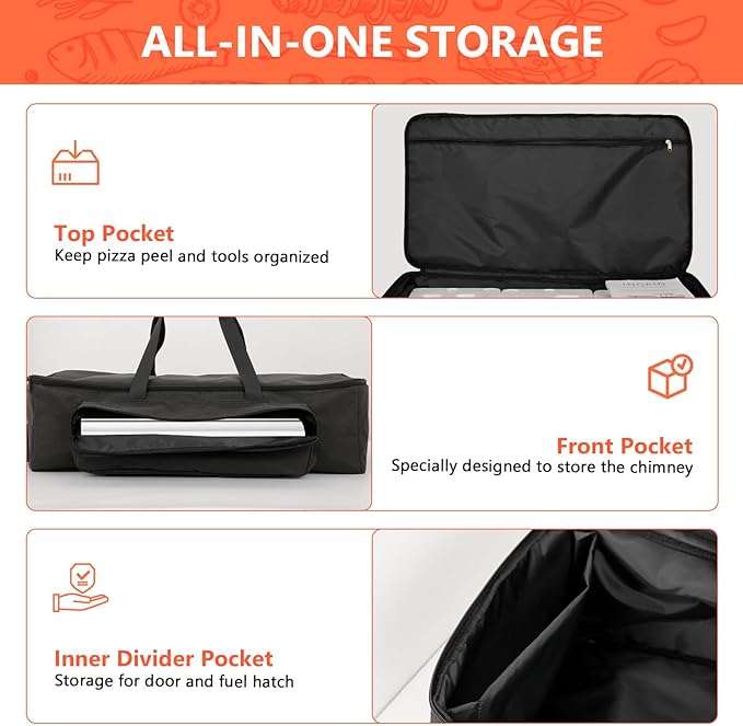 Pizza Oven Carry Bag Compatible with Ooni Karu 12 & Karu 2, Ooni Pizza Oven Accessories, Outdoor Portable Carrying oven Cover with Chimney Pockets, Water Resistant & Heavy-Duty, Camping Gift, Bag Only