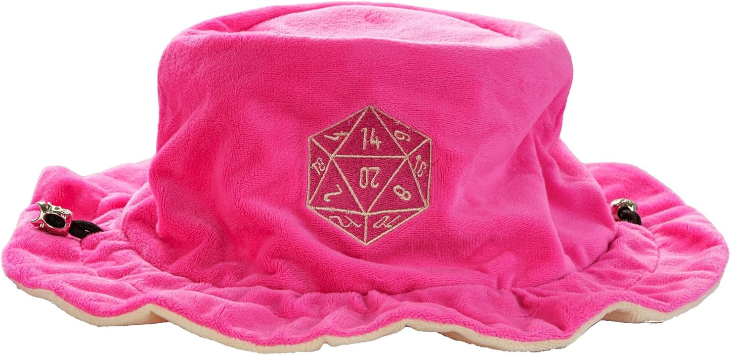 DND Dice Bags Large with Pockets Pink Storage Bag with D20 Logo for RPG Game Dices - Capacity 200+ Dice