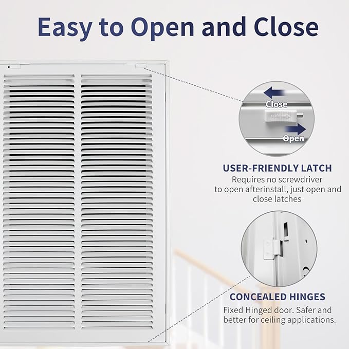 16"W x 25"H [Duct Opening Size] Steel Return Air Filter Grille - Removable Face/Door for 1 inch Filters -HVAC Vent Cover Grill - White [Outer Dimensions: 18 5/8"W X 27 5/8"H]