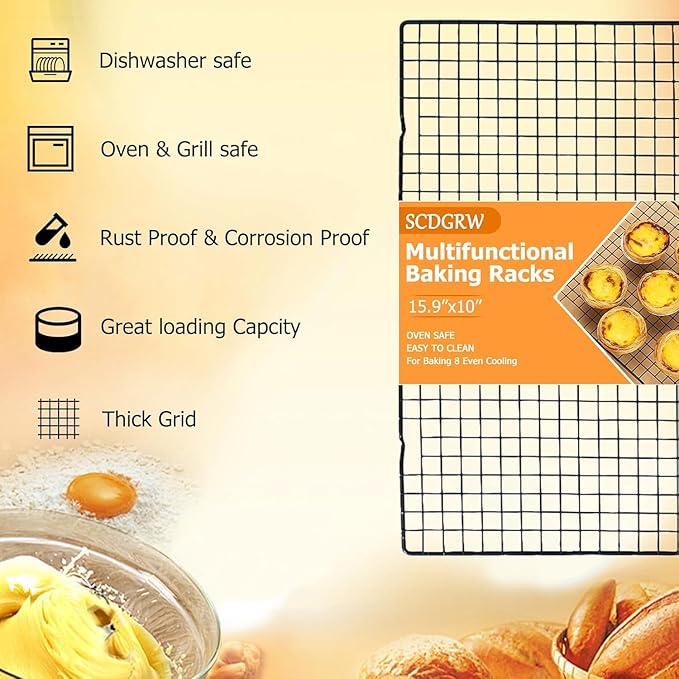 1PCS Cooling Racks for Baking and Cooking - 10"x16" Wire Racks, Oven Safe & Dishwasher Safe, Heavy Duty Cooling Racks for Cookies, Cakes, Roasts & More