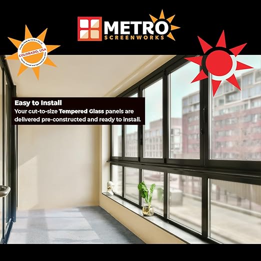 Metro Screenworks Custom Tempered Glass Panel for Porch & Patio Panels, Outdoor Enclosures & Replacement - Enclose Your Porch with Tempered Glass Panels