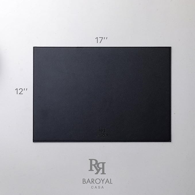 Faux Leather Placemats Set of 4 Vinyl Washable Wipeable Table Mats for Kitchen Dining Table Heat Resistant Waterproof Modern Indoor/Outdoor Placemats Non-Slip Easy Clean Place Mats (Black)