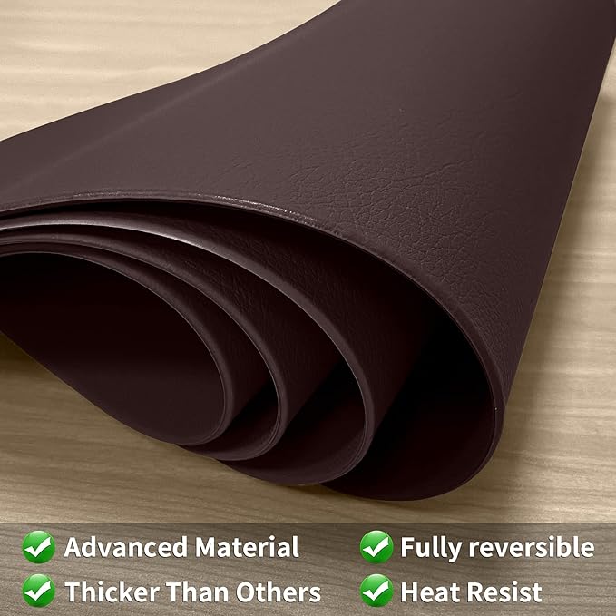 Herda Brown Placemats Set of 6 Round Faux Leather Non-Slip Place Mats Wipeable Washable Placemats Heat Resist Placemats for Round Table for Kitchen Dining Patio Easy to Clean