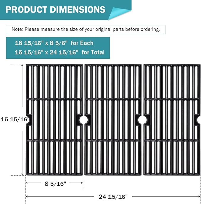 Criditpid Grill Replacement Parts for Charbroil Advantage 4 Burner 463344116, Cast Iron Grill Grates, Stainless Steel Burner Tubes, Heat Plates Shields, Adjustable Carryover Tubes & Igniters Kit.