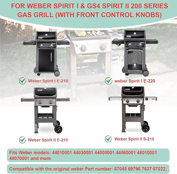 7637 Grill Grates & 7635 Flavorizer Bars for Weber GS4 Spirit I/II 200 Series,for Spirit S210 E210 S215 E220 E215 S220 Grill with Front-Mounted Control, Replacement Parts for Weber 67045 67022