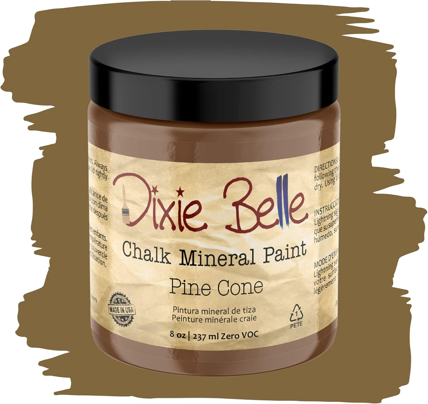 Dixie Belle Paint Company Chalk Finish Furniture Paint - Pine Cone (8oz) - Matte Chocolate Brown Chic Chalk Mineral DIY Furniture Paint