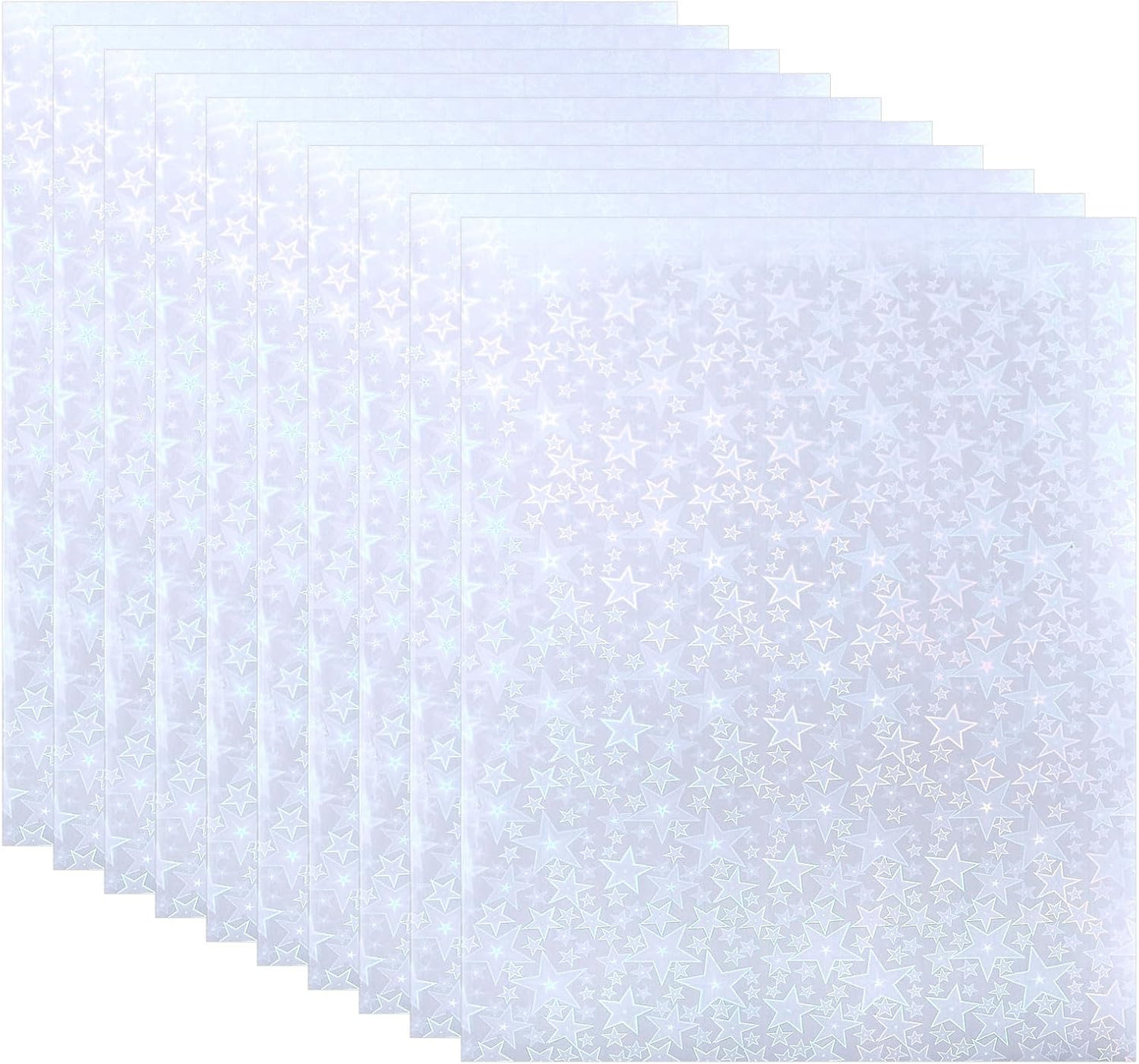 PATIKIL 11.7x8.3" Holographic Sticker Paper, 10Sheets A4 Polypropylene Self-adhesive Transparent Waterproof Laminate Overlay Film for Photo Cards Scrapbook Decorations, Pentagram