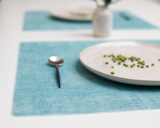 MODERN-TWIST 100% Plastic Free Silicone Tabletop, Dining, Decoration, Modern Design, Placemat Rectangle, Seafoam