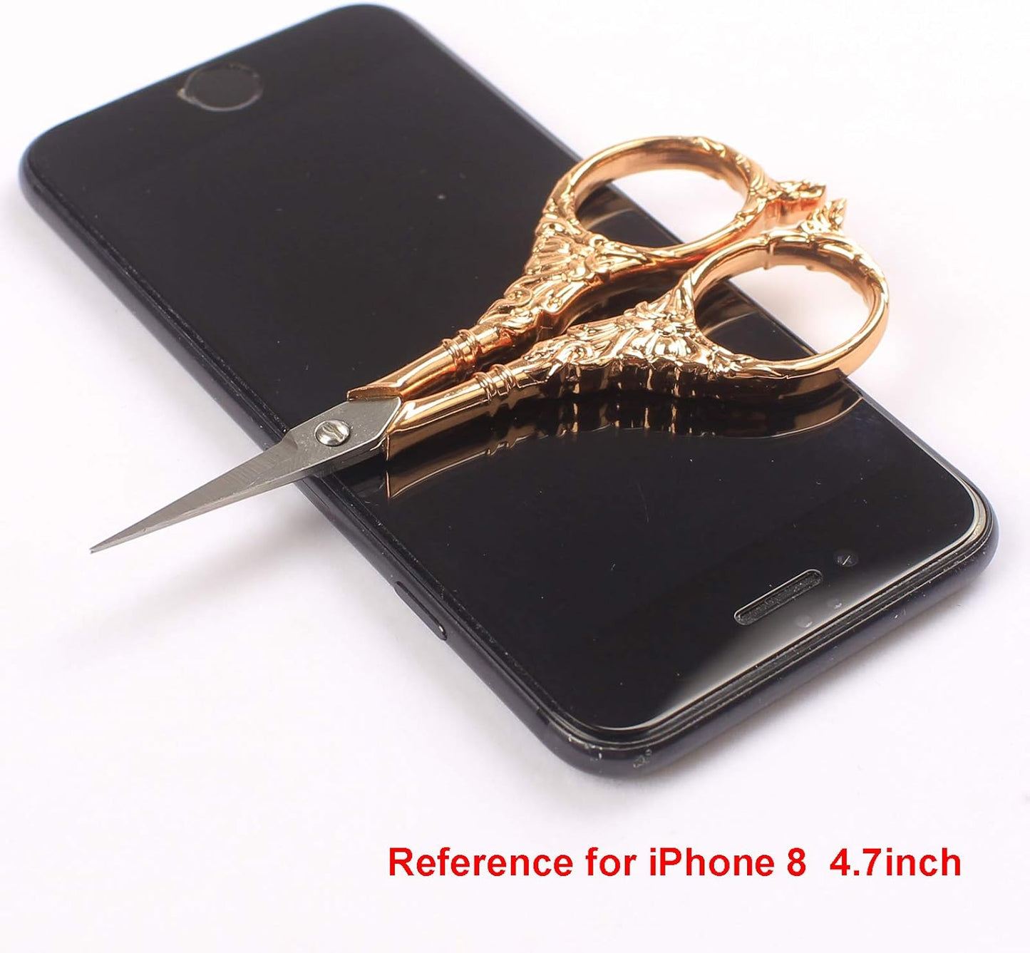 BIHRTC Vintage European Style Scissors Stainless Steel for Cross Stitch Cutting Embroidery Sewing Handcraft Craft Art Work DIY Tool(Red Copper)