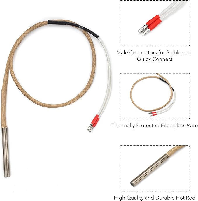 Stanbroil Igniter Hot Rod Replacement for 12V Green Mountain Davy Crockett Pellet Grill, Metal