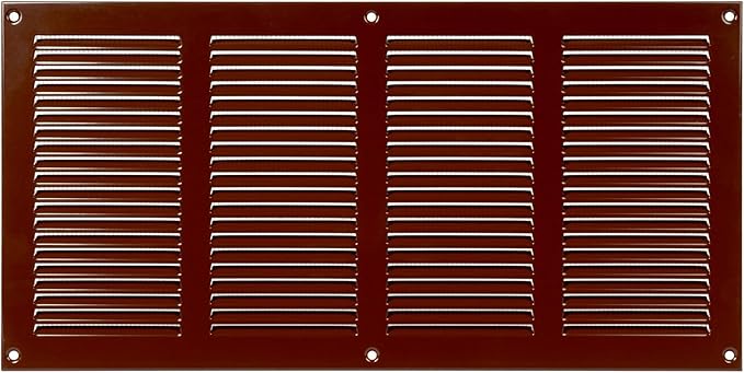 Repa Market Air Vent Cover 16x4 Inch (Outer Dimensions) Brown Galvanized Steel Louvered Grill Cover with Mesh Screen/Wall or Ceiling Vent/HVAC Register for Indoor and Outdoor Ventilation