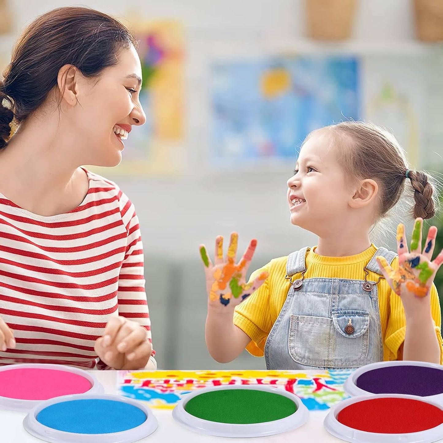 MoloTAR Craft Large Ink Pad Stamps Partner DIY Color,8 Colors Round Rainbow Finger Ink pad for Kids