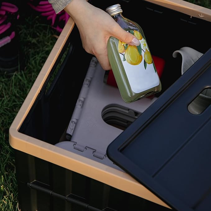 Citylife 64L Collapsible Storage Bins with Lids Plastic Storage Containers for Organizing Stackable Storage Box Large Heavy Duty Utility Crates, 4 Packs