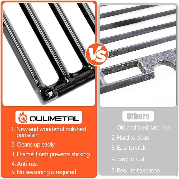 QuliMetal 19.5" Grill Grates for Weber Genesis 300 Series, Genesis E310, E320, E330, S310, S320, S330, Replace for Weber 7524, 7528, Porcelain-Enameled Cast Iron Grill Grates