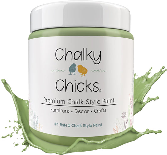 Chalky Chicks All-in-One Chalk Paint for Furniture or Cabinet - 16 Fl Oz - Matte Finish Lily Pad (Green) for Metal, Wood Furniture Paint - No Sanding All-in-One for Home Decor & Crafts, USA Made